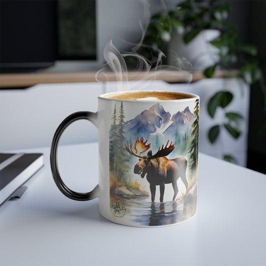 JA Color Morphing Watercolor Moose Mug