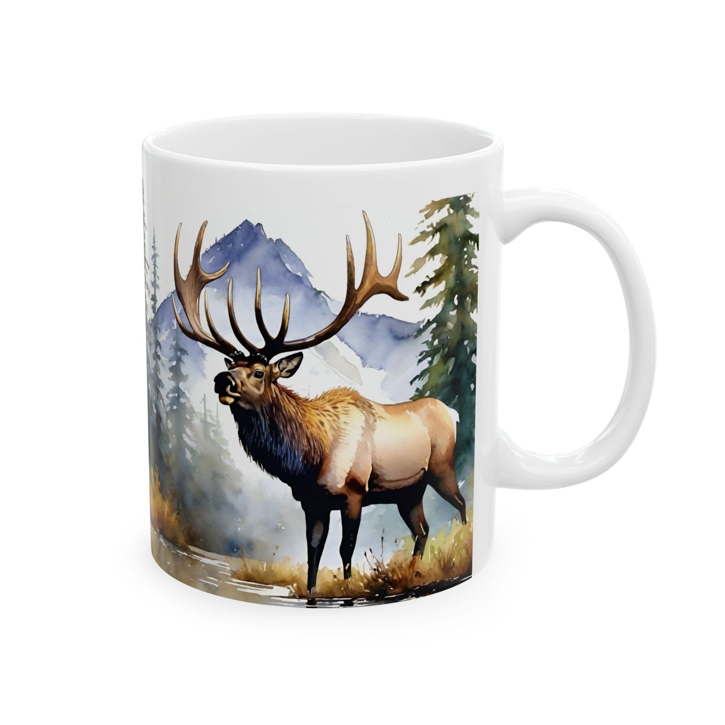 "Dreamer" Watercolor Elk Ceramic Mug 11oz