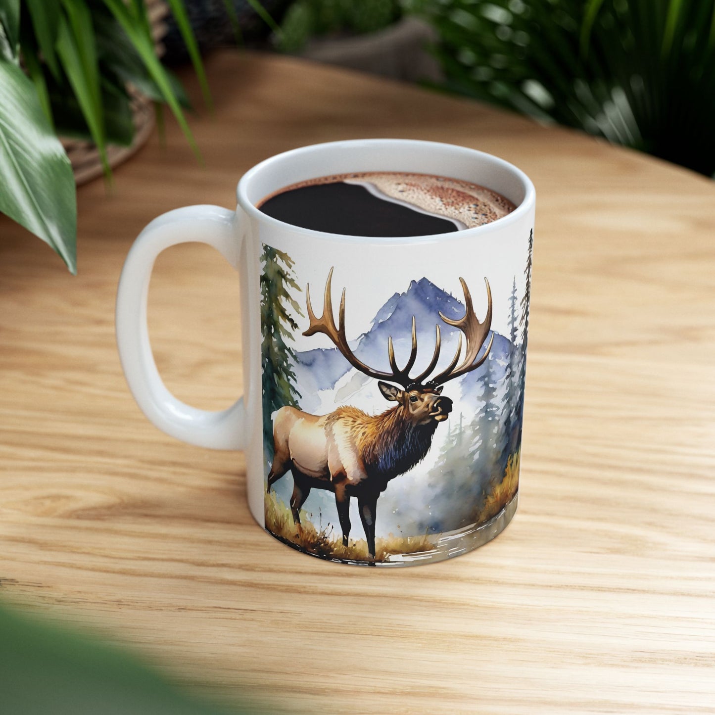 "Dreamer" Watercolor Elk Ceramic Mug 11oz