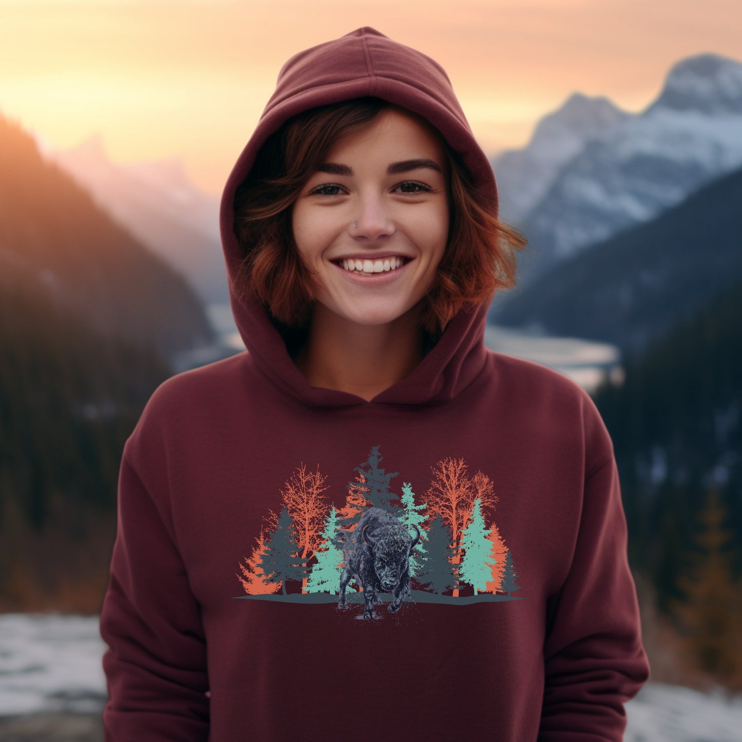 Bison in the Woods Hoodie