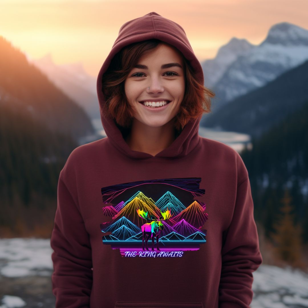 The King Awaits Neon Moose Hoodie