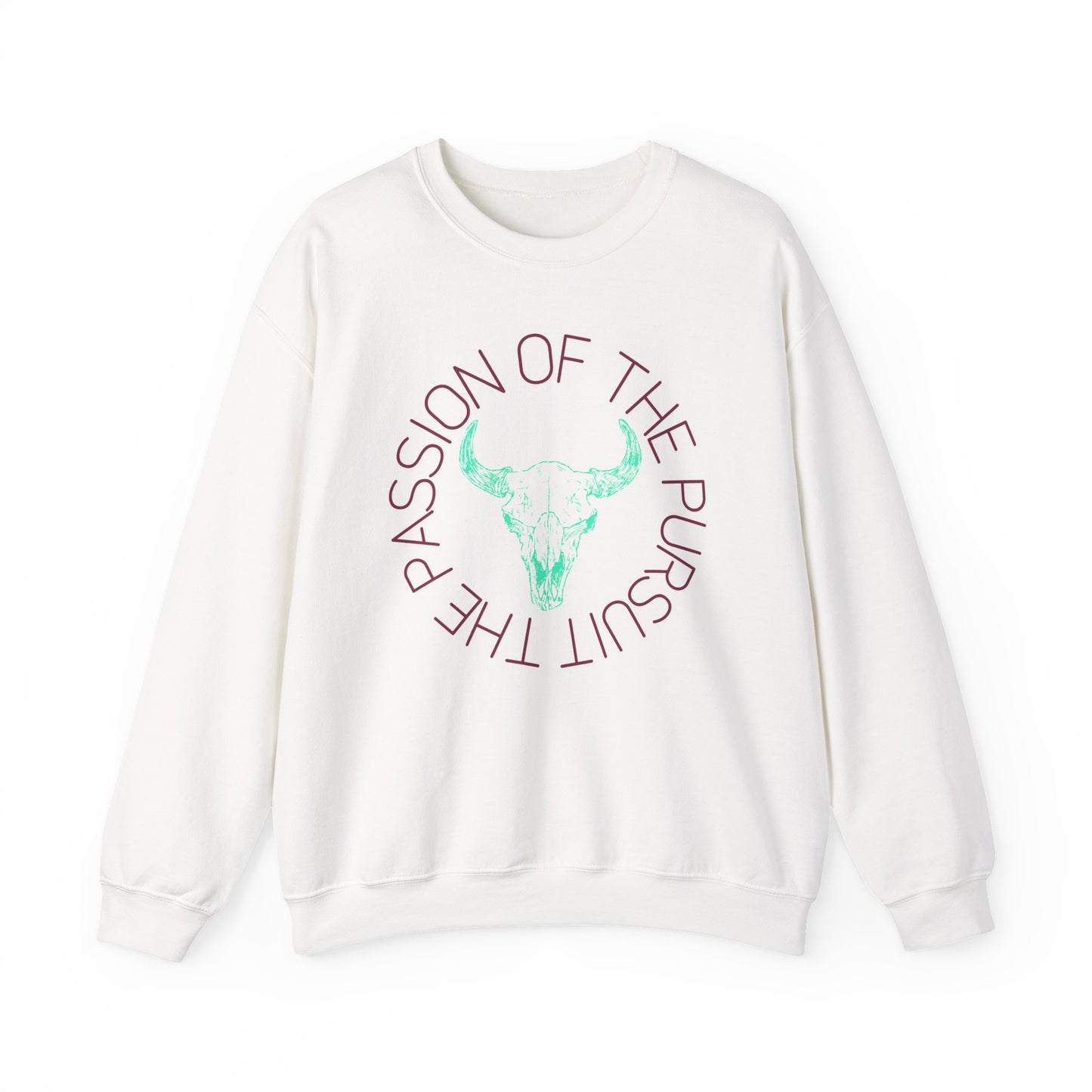 passion of the pursuit Bison skull with sleeve Unisex Heavy Blend™ Crewneck Sweatshirt
