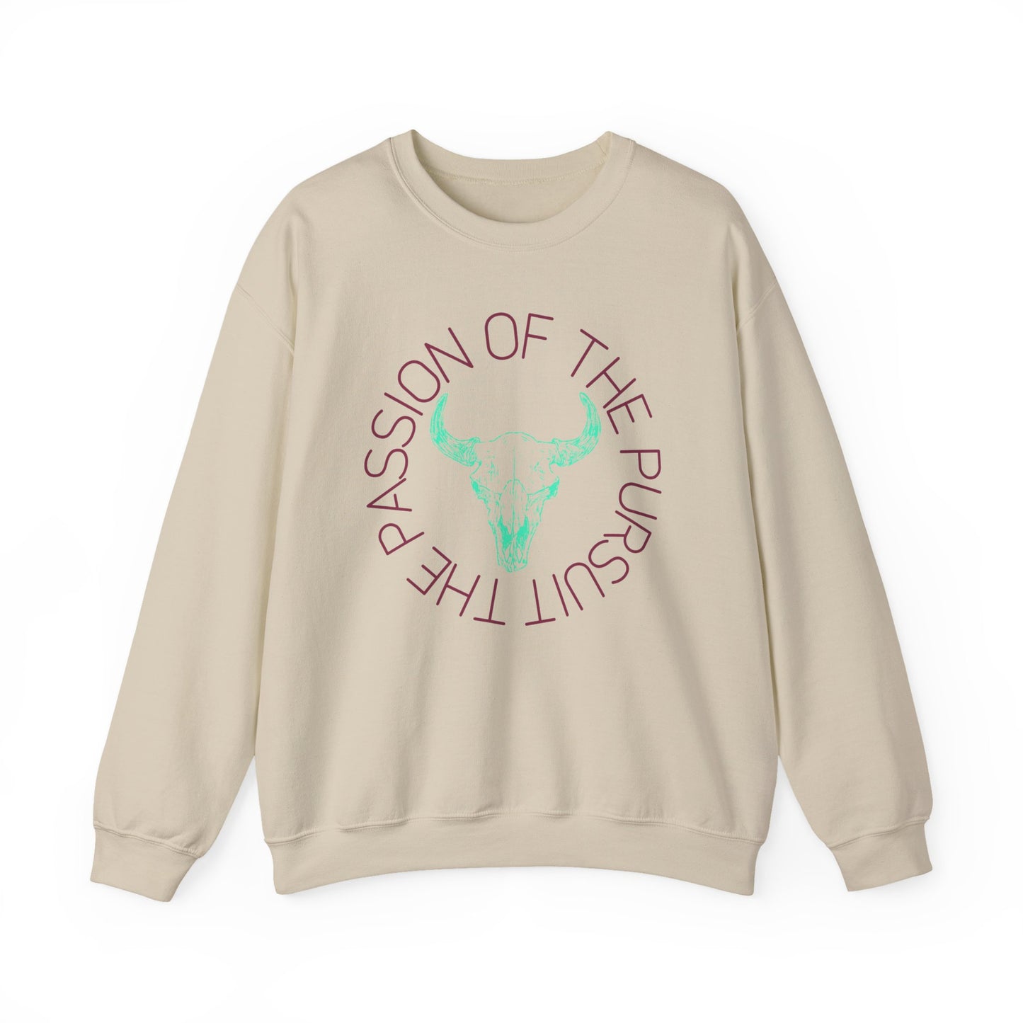 passion of the pursuit Bison skull with sleeve Unisex Heavy Blend™ Crewneck Sweatshirt
