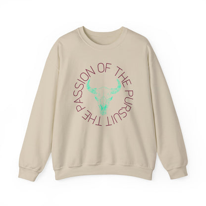 passion of the pursuit Bison skull with sleeve Unisex Heavy Blend™ Crewneck Sweatshirt