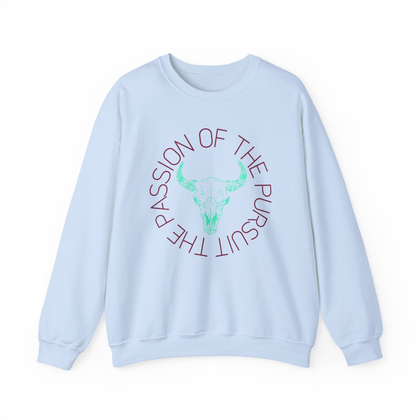 passion of the pursuit Bison skull with sleeve Unisex Heavy Blend™ Crewneck Sweatshirt