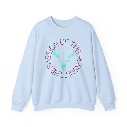 passion of the pursuit Bison skull with sleeve Unisex Heavy Blend™ Crewneck Sweatshirt