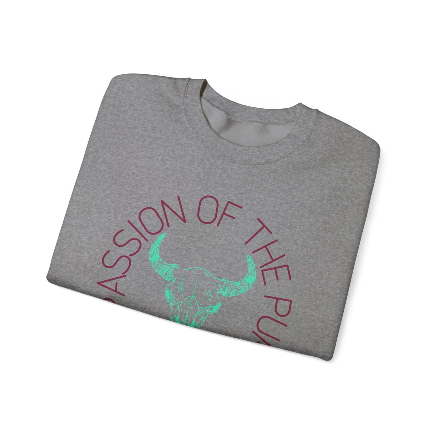 passion of the pursuit Bison skull with sleeve Unisex Heavy Blend™ Crewneck Sweatshirt