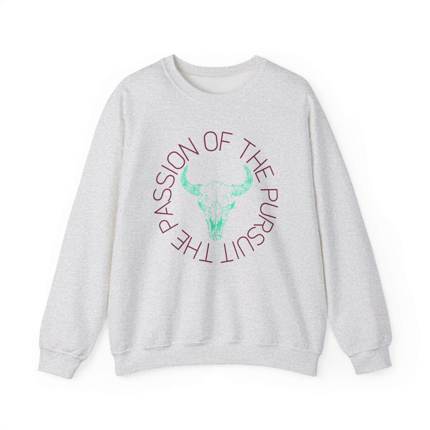 passion of the pursuit Bison skull with sleeve Unisex Heavy Blend™ Crewneck Sweatshirt