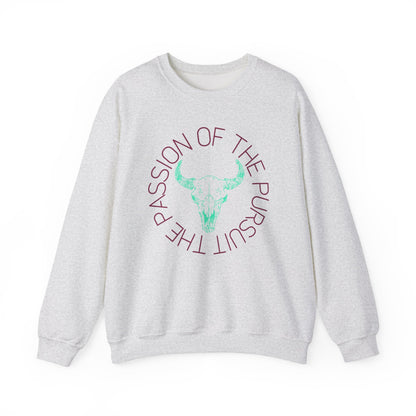 passion of the pursuit Bison skull with sleeve Unisex Heavy Blend™ Crewneck Sweatshirt