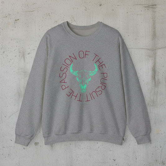 passion of the pursuit Bison skull with sleeve Unisex Heavy Blend™ Crewneck Sweatshirt