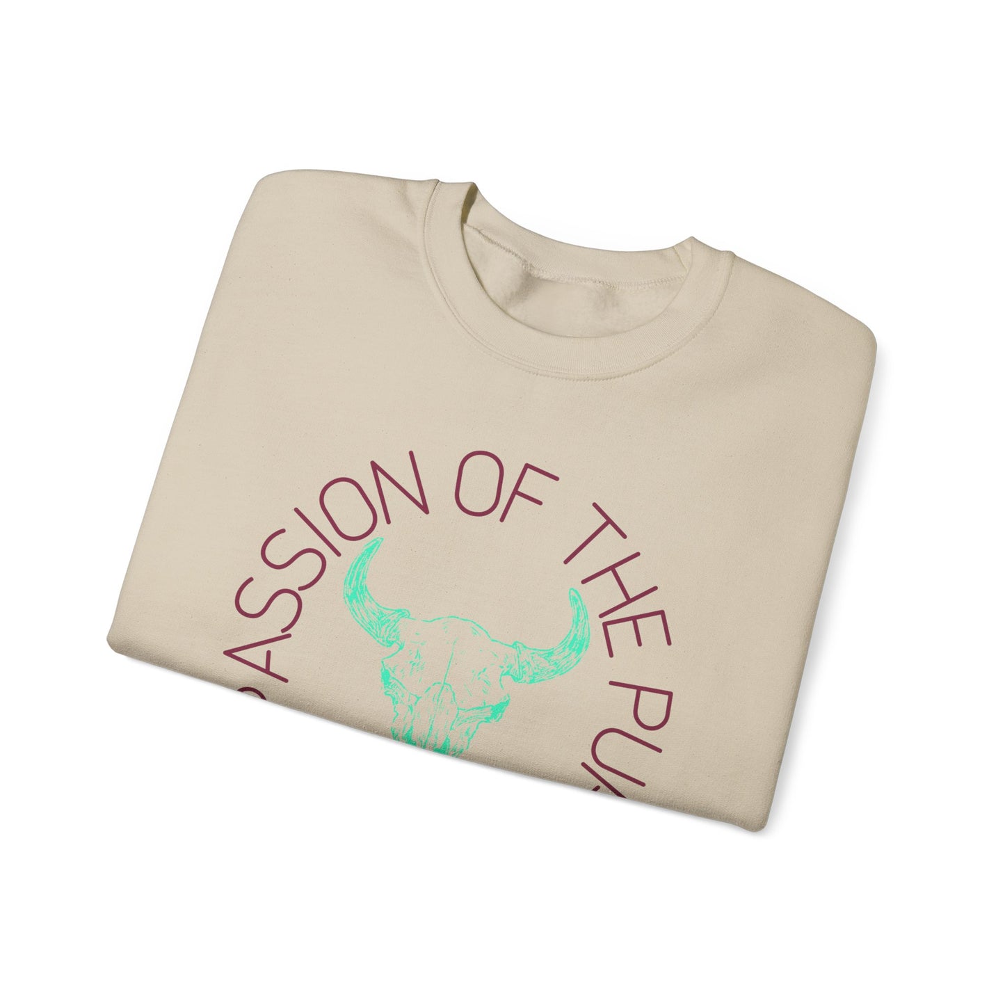passion of the pursuit Bison skull with sleeve Unisex Heavy Blend™ Crewneck Sweatshirt
