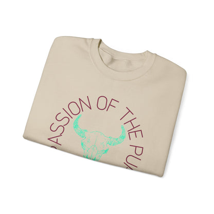 passion of the pursuit Bison skull with sleeve Unisex Heavy Blend™ Crewneck Sweatshirt
