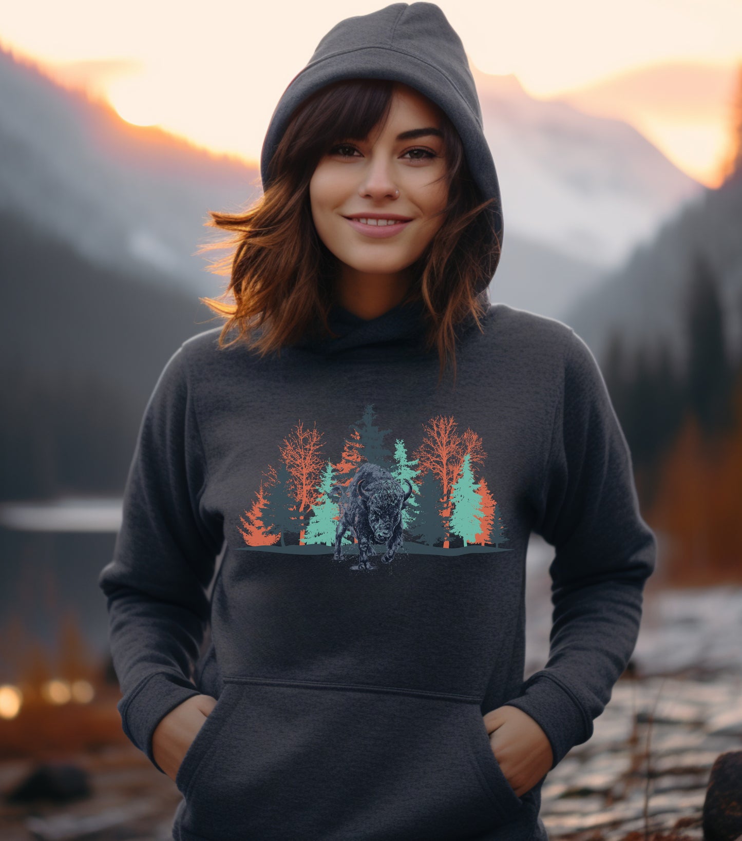 Bison in the Woods Hoodie