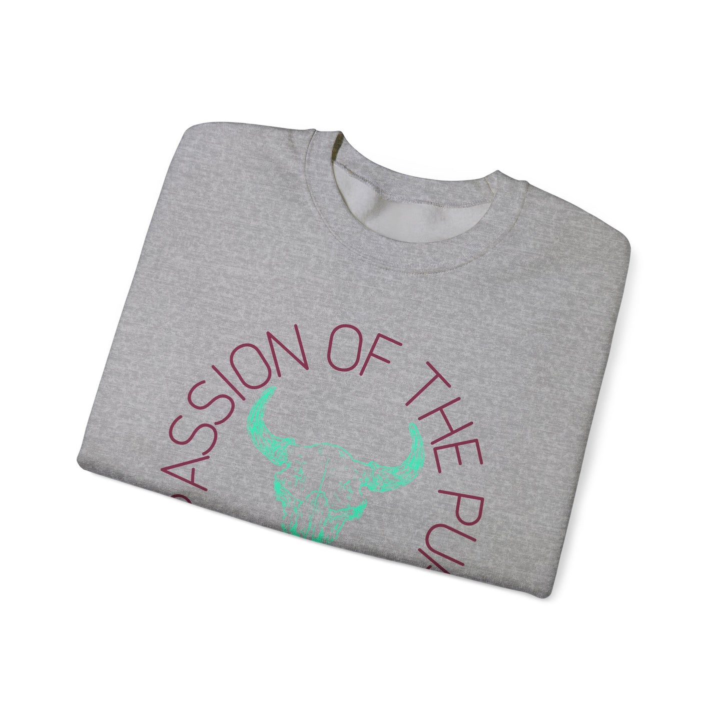 passion of the pursuit Bison skull with sleeve Unisex Heavy Blend™ Crewneck Sweatshirt