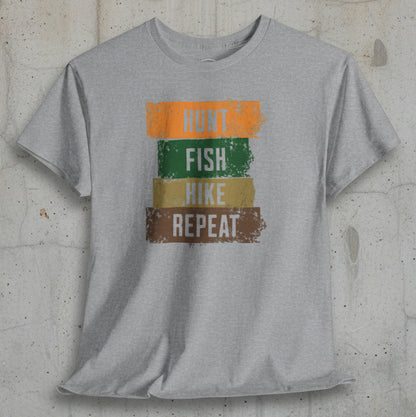 JA Hunt, Fish, Hike, Repeat T-Shirt