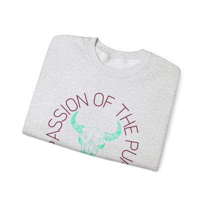 passion of the pursuit Bison skull with sleeve Unisex Heavy Blend™ Crewneck Sweatshirt