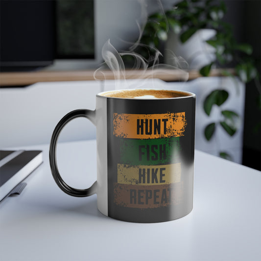 Color Morphing JA "HUNT, FISH, HIKE, REPEAT" Mug