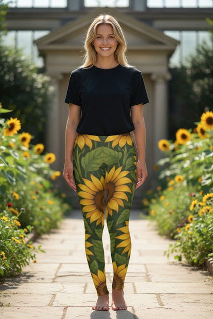 JA Sunflowers High Waisted-Leggings