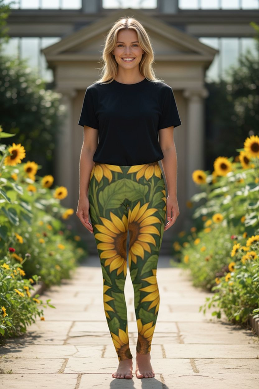 JA Sunflowers High Waisted-Leggings